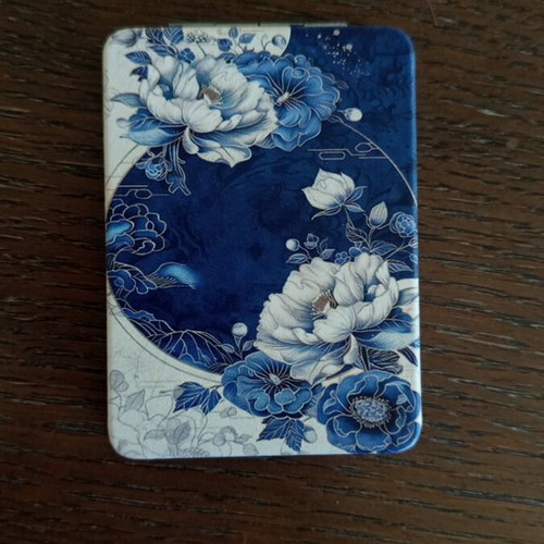 Compact mirror new with blue peony design
