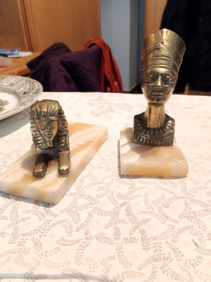 Egyptian decorative figurines with marble base like new