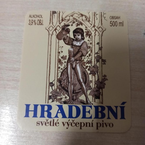 Mestansky Pivovar HRADEBNI beer label used from Czech Republic