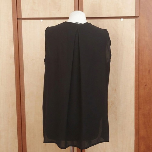 Celestino Collection Black Sleeveless Blouse with V Neck and Asymmetric Hem, Like New, S-M