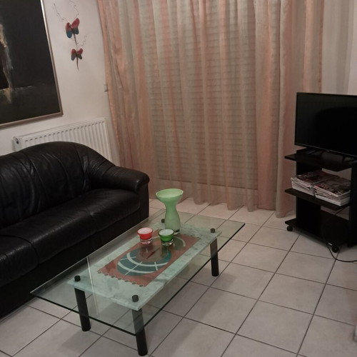 Leather sofa used, black Sato