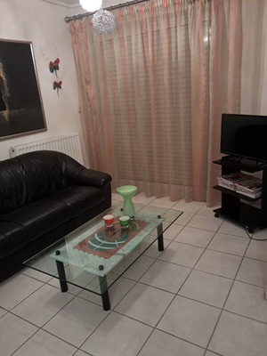 Leather sofa used, black Sato
