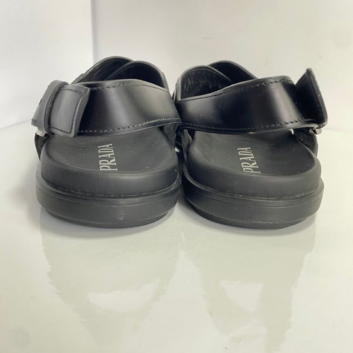 Prada men leather sandals like new, black, size 41