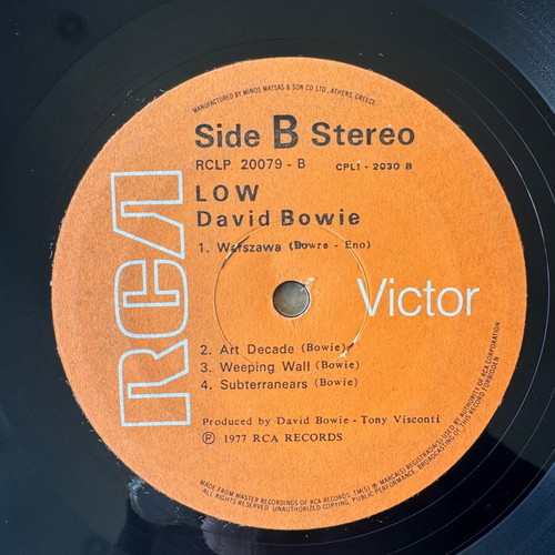 David Bowie Low LP used, 1977 Greek edition, rock