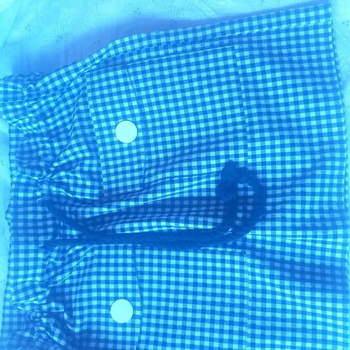 Zara mini checkered skirt with drawstring like new, white and blue