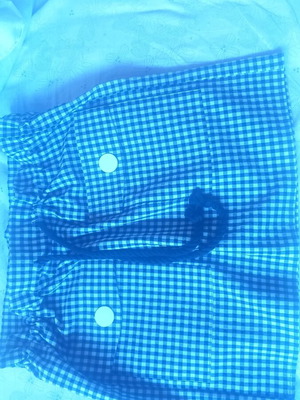 Zara mini checkered skirt with drawstring like new, white and blue