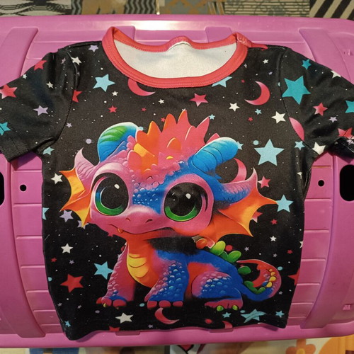 Kids Summer Pajama Set like new, colorful dragon design
