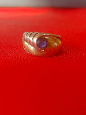 Silver ring 925 with 14K gold and blue stone used