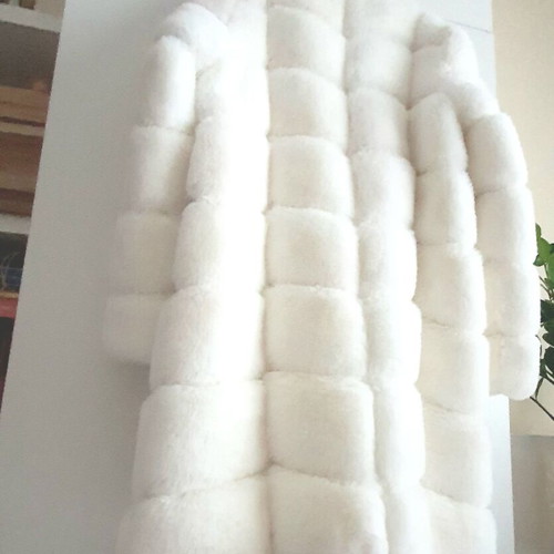 Fur coat made of synthetic hair new, white, size M