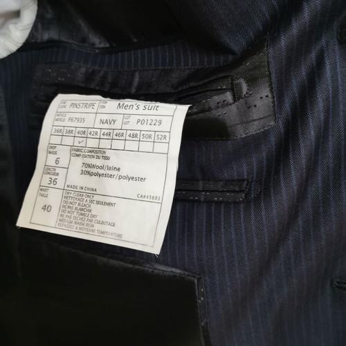 Hinxton House men's suit blue navy pinstripe like new, jacket 40, pants 36