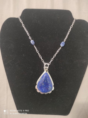 Silver Necklace with Lapis Lazuli and Sodalite New, 50 cm chain