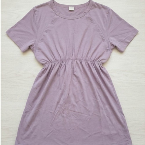 Maternity nightgown with robe, short sleeve and 3/4 sleeve, 100% cotton