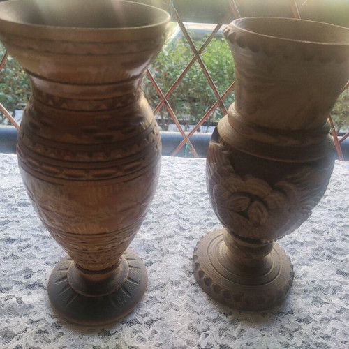 Wooden large vases like new, collectible vintage, set of 2