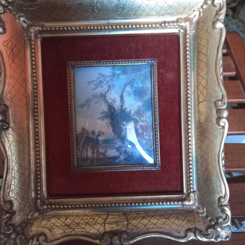 Antique painting used with wooden frame