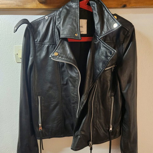 Mango biker jacket genuine leather like new, small, black