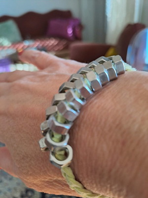 Love God Fashion bracelet leather with chunky chain light yellow