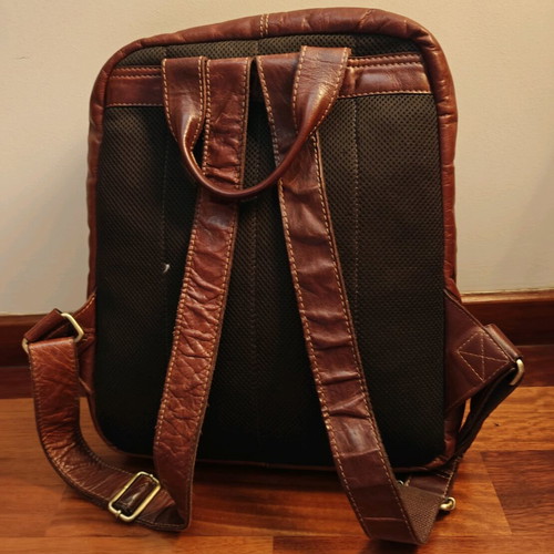 Authentic brown leather backpack new from Spain