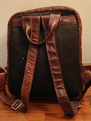 Authentic brown leather backpack new from Spain