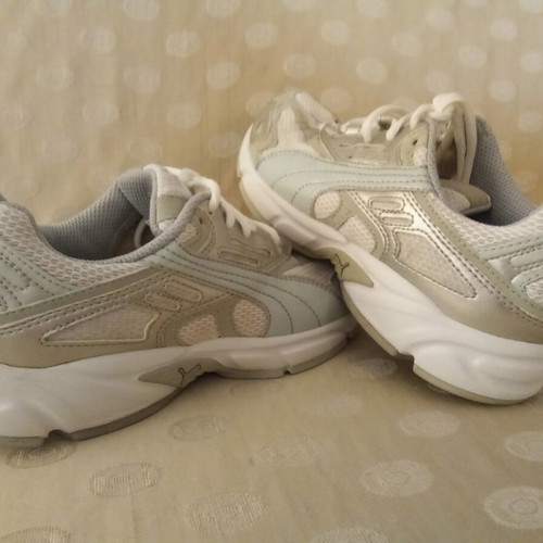 Puma women's athletic shoes, white and grey, size 38