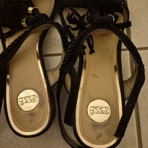 Exe sandals like new, black and gold, size 38, low heel