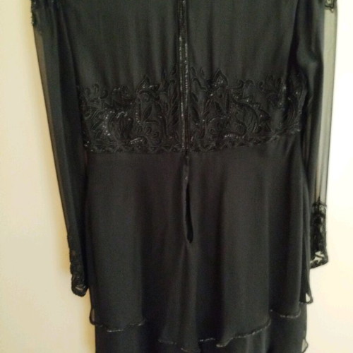 Abir embroidered evening dress with beads chiffon like new, black