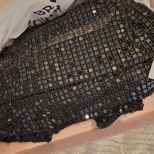 OhPolly black maxi evening dress with sequins, new