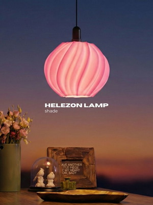 3D Printed Helezon Lamp Shade new, fuchsia pink