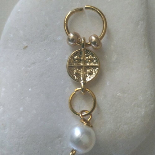 Baptismal martyrika gold-plated Konstantinato with pearl, pack of 50 pieces