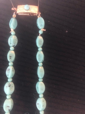 Turkis necklace new with gold clasp and stone