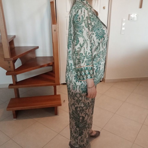 Lynne satin-look suit Large like new, spring-summer, white-green