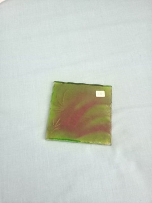 Murano Handmade Blown Glass Coaster 10x10 cm Green with Patterns