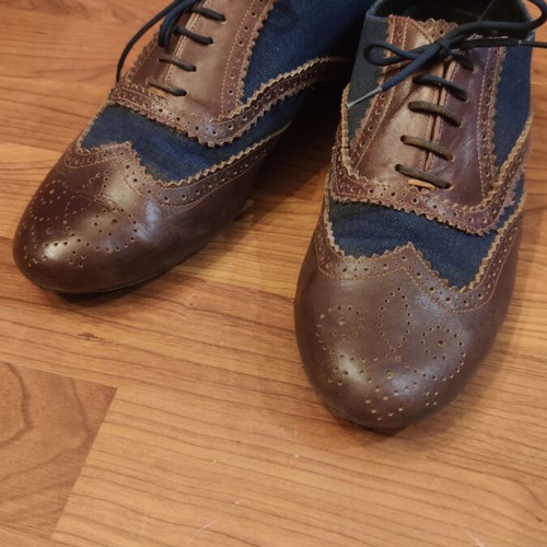 Tango and Latin dance shoes used, size 40, blue and brown