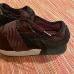 Women's Burgundy Sneakers with Elastic Strap, Size 38.5