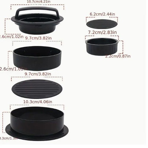 Plastic 3-in-1 burger press new, non-stick