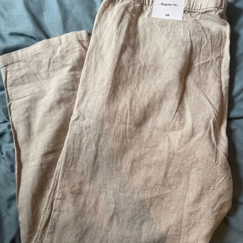 H&M Linen Men's Pants new, beige, size XXL