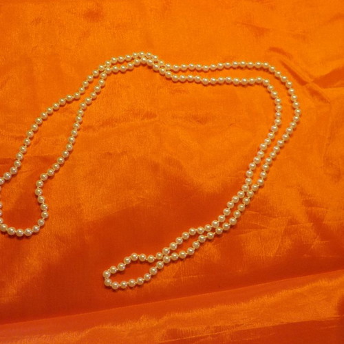 Pearl necklace long 110 cm with small 0.4 cm pearls