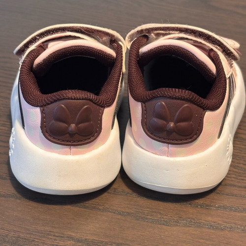 Adidas x Disney baby sneakers size 20 pink with polka dots and velcro like new