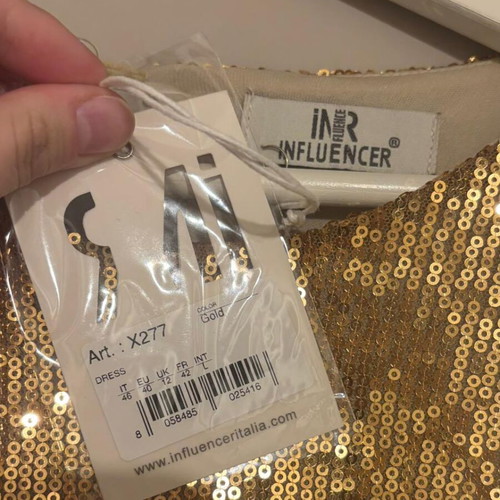 Dress with sequins new, gold and pink, size L