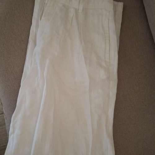 Mango women's linen pants, size M, white, wide leg