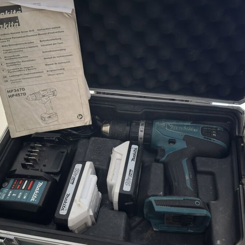 Makita Cordless Hammer Drill 18V used with 2x 1.5Ah Batteries