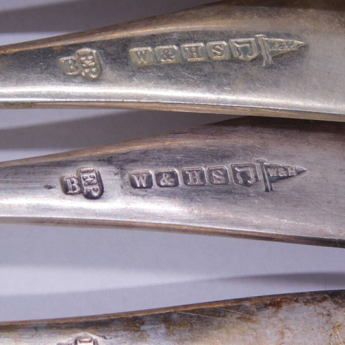 Walker & Hall Sheffield silver plated forks set of 6 with monogram