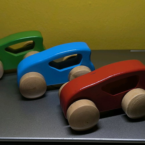Wooden colorful toy cars like new 10x2.5x5.5cm