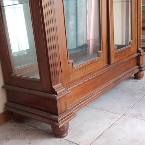 Display cabinet antique furniture made of walnut wood