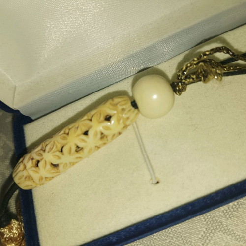 Worry beads with intricate bone beads used