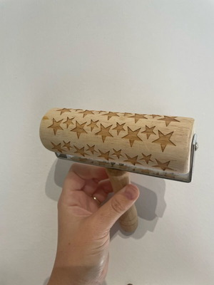 Ξύλινος πλάστης ανάγλυφης αποτύπωσης με μοτίβο αστεριών καινούργιος