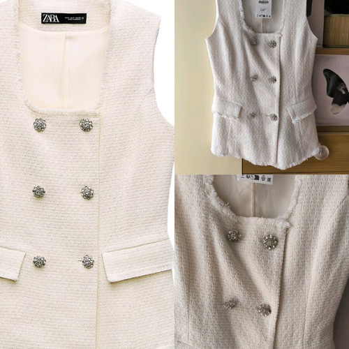 Zara long sleeveless vest with metallic thread, new, size S