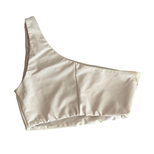 One Shoulder Crop Top Marmalady Clothing Bar like new, size M, white satin look