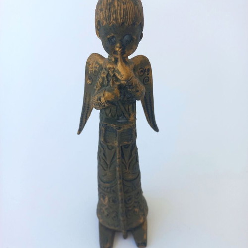 Victorian angel figurine used, vintage bronze Italian made