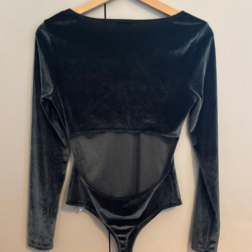 Velvet bodysuit new, petrol blue Oysho size M