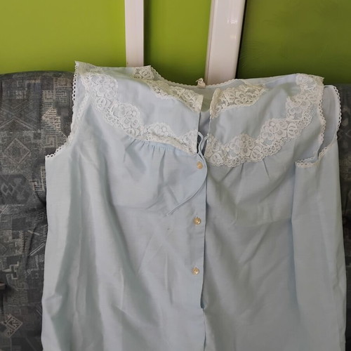 Nightgown size 46, pale blue with lace collar